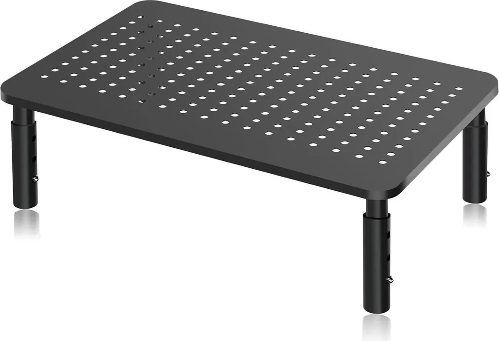Rehausseur d'écran ergonomique ventilé pour bureau et télétravail noir