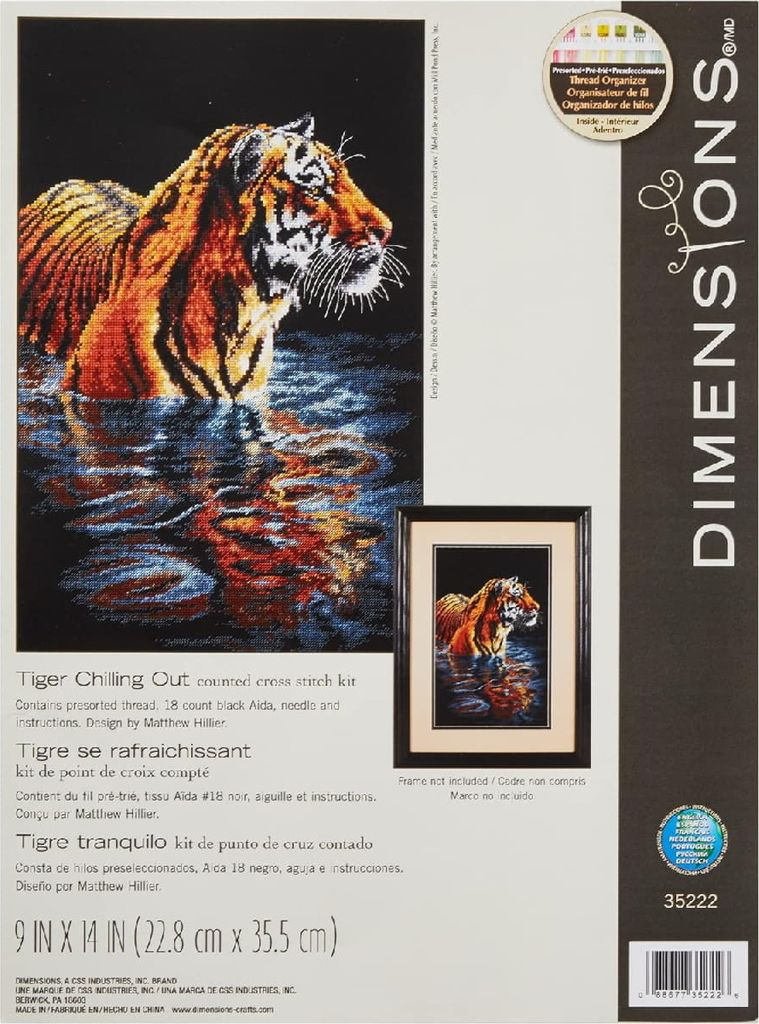 Dimensions Kreuzstich Stickpackung "Tiger entspannt sich", Zählmuster, 22,8x35,5cm