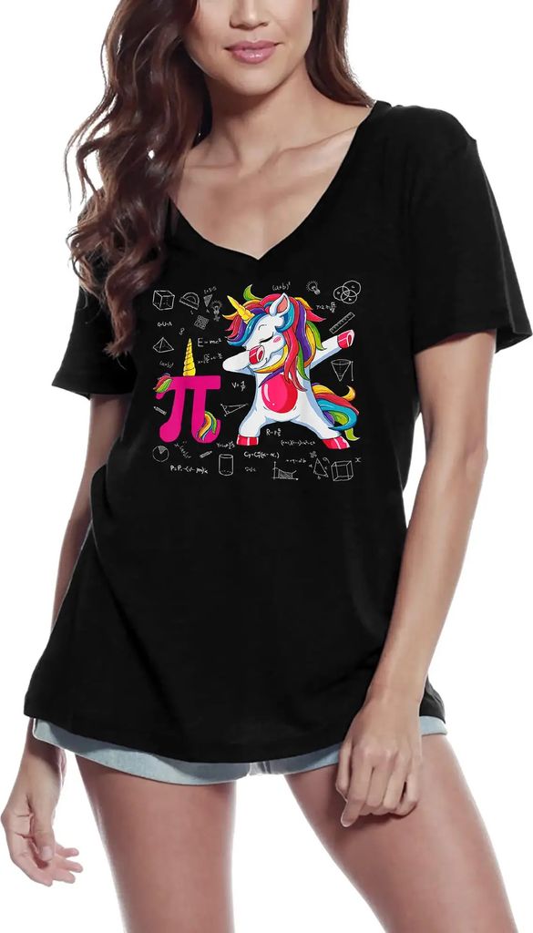 Damen Grafik T-Shirt V-Ausschnitt Lustige Happy Pi Day - Mathe-Liebhaber – Funny Happy Pi Day - Math Lovers – Öko-Verantwortlich Vintage Jahrgang