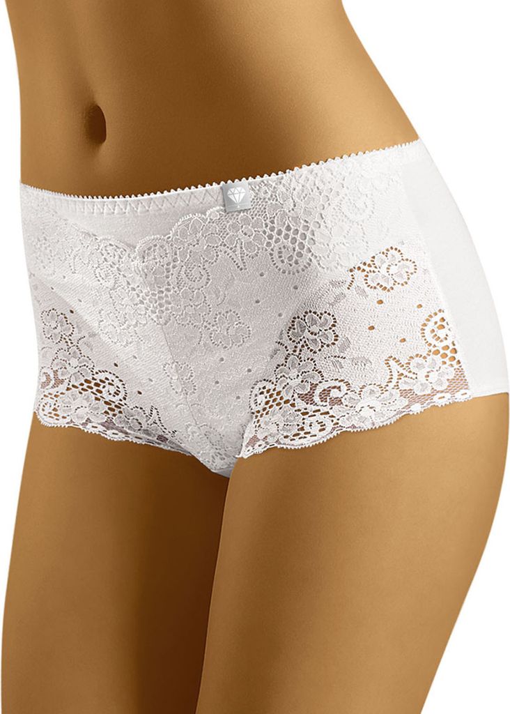 Wolbar Damen Hipsters Shorts Unterhose Unterwäsche Spitze 3508 Limited Edition, weiß, M