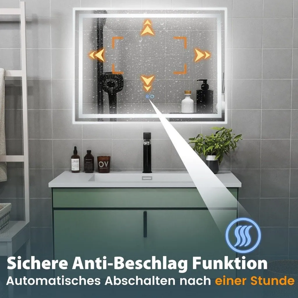 Miroir LED 80x60 cm sans Buée : Finie la Vapeur après la Douche chaude