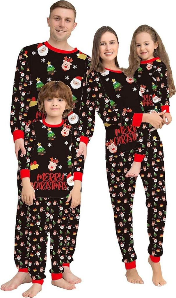 Pigiama Di Natale Famiglia Manica Lunga Stampati Top Pantaloni