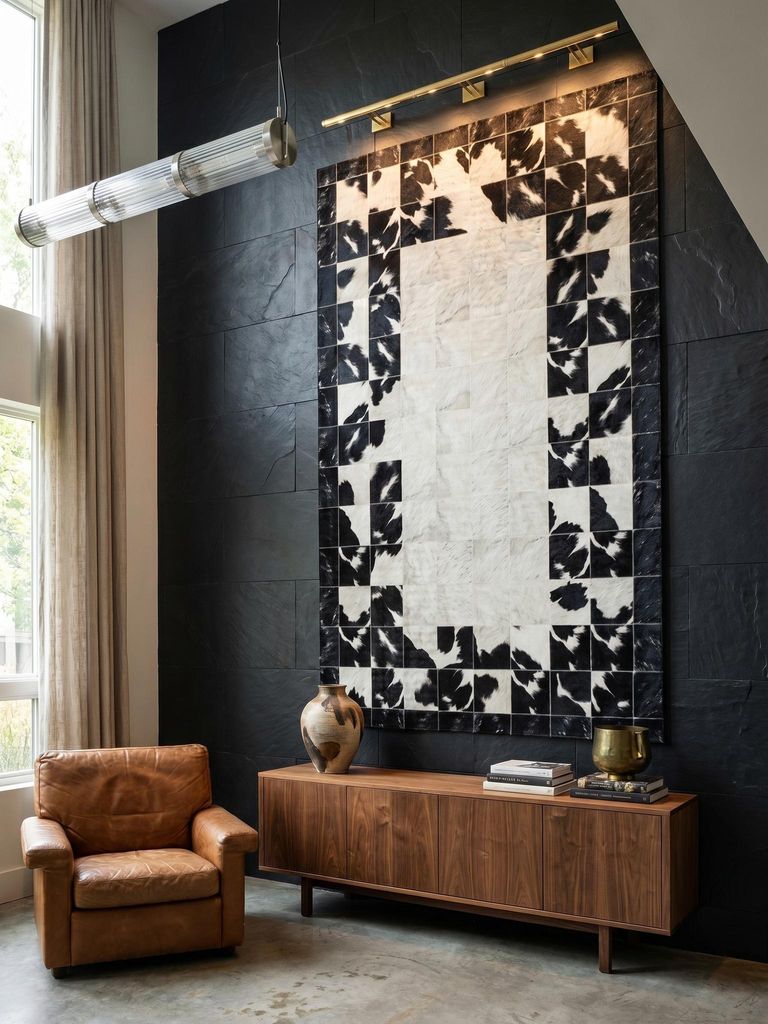 Flachgewebeteppich Patchwork Pflegeleicht Waschbar Strapazierfähig | Schwarz 80x150 cm Wohnzimmer Fußbodenheizung | PIZOL – Kadima Design