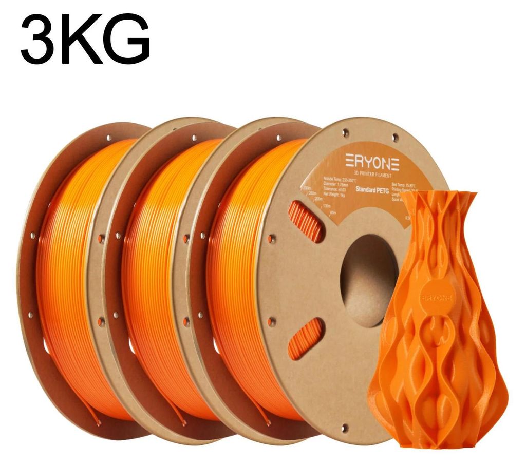 PETG Filament 3D-Drucker - 3D-Druck Filament - 1,75 mm ±0,03 mm - 230–250 °C - 3 kg Spule - Für FDM 3D-Drucker - Orange