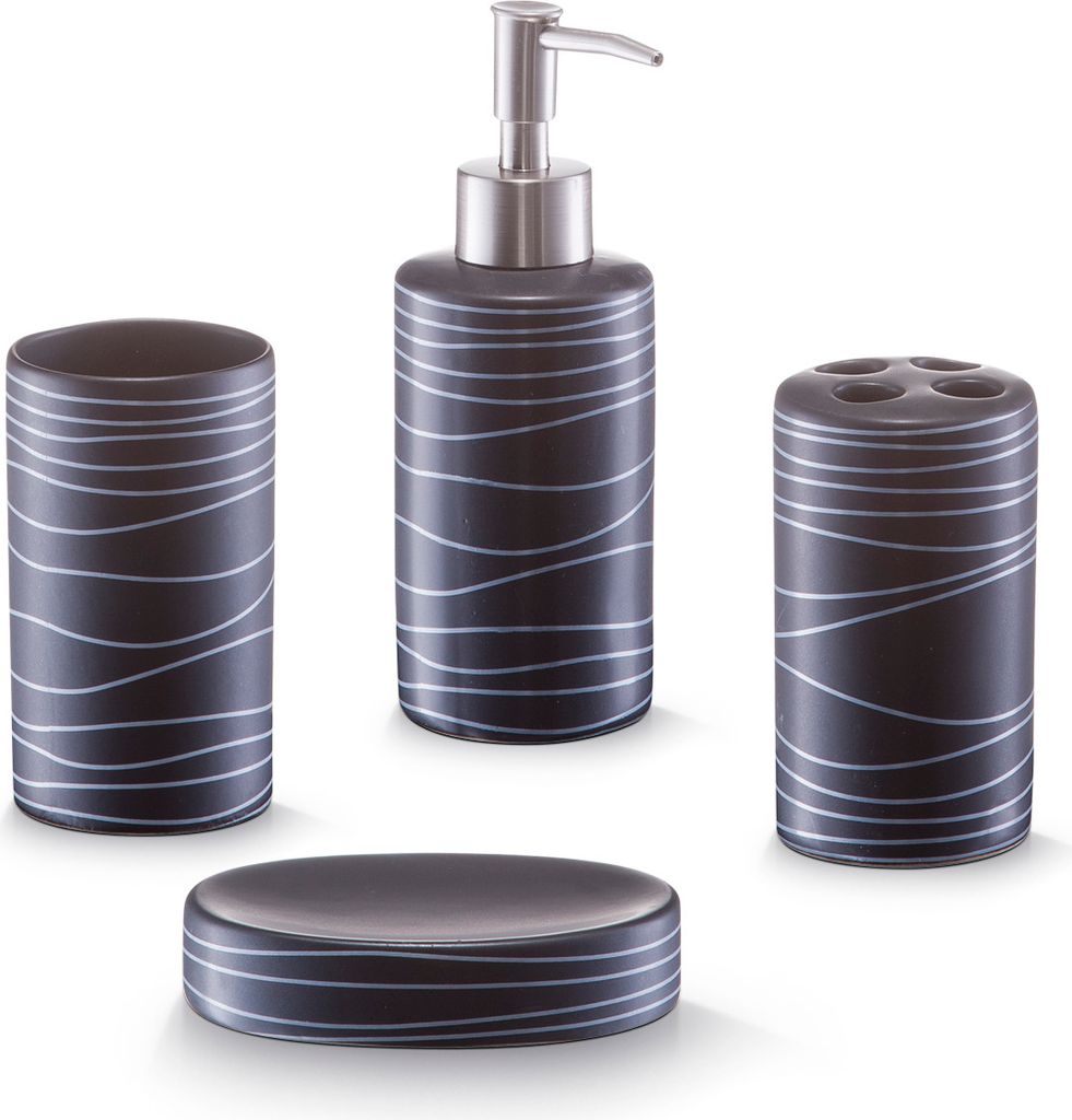 Zeller Bad-Accessoires-Set, 4-tlg., schwarz, Keramik Produktbild 