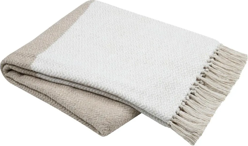 Couverture en coton GENEVE avec franges 125 x 150 cm - Jeté de canapé