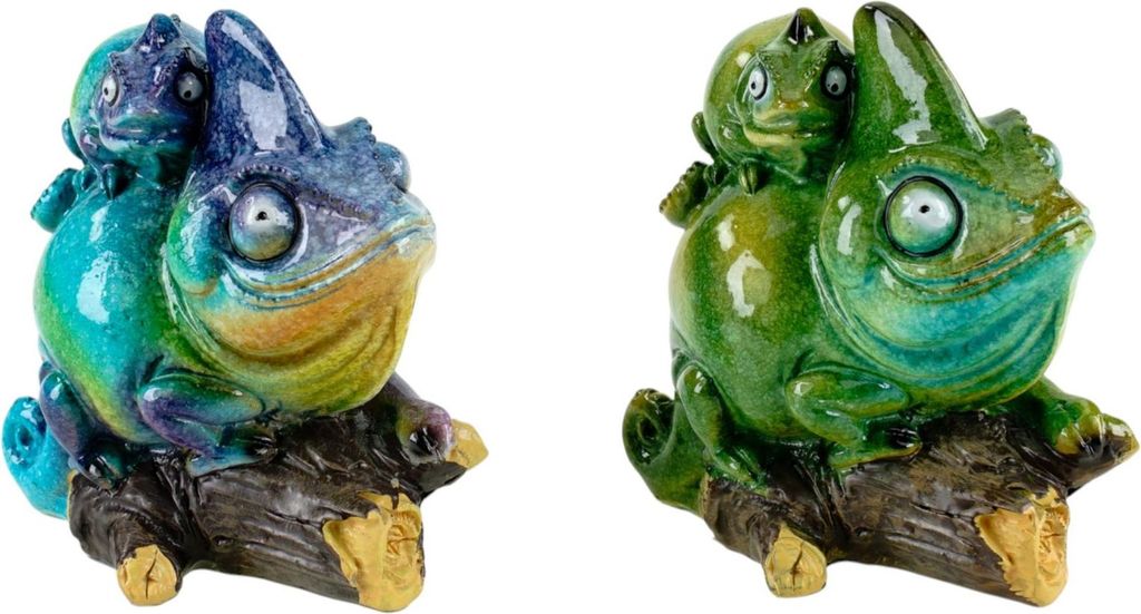 formano 2er Set Chamäleon Fritzi mit Kind Dekofigur – Lustige Tierfigur ca 9 cm