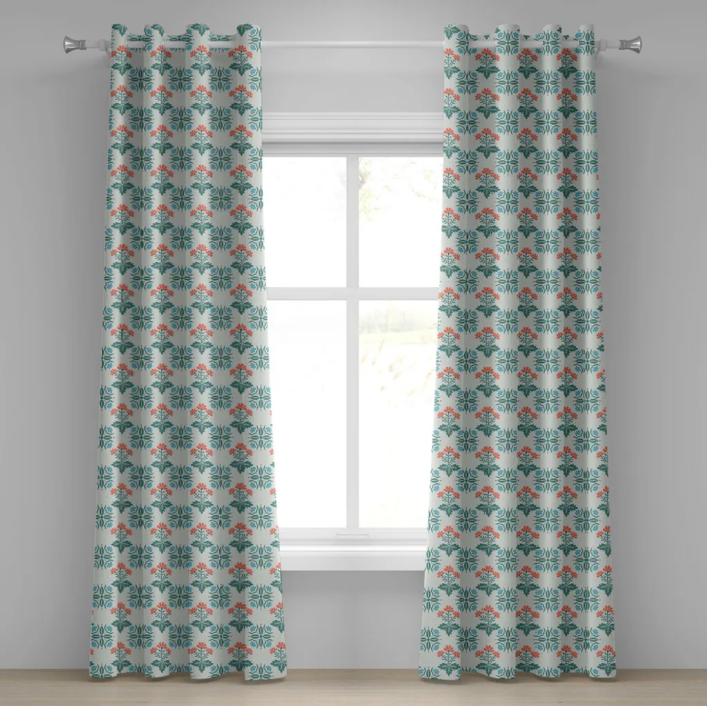 Paire de rideaux décoratifs 2 panneaux motif nature florale abstraite