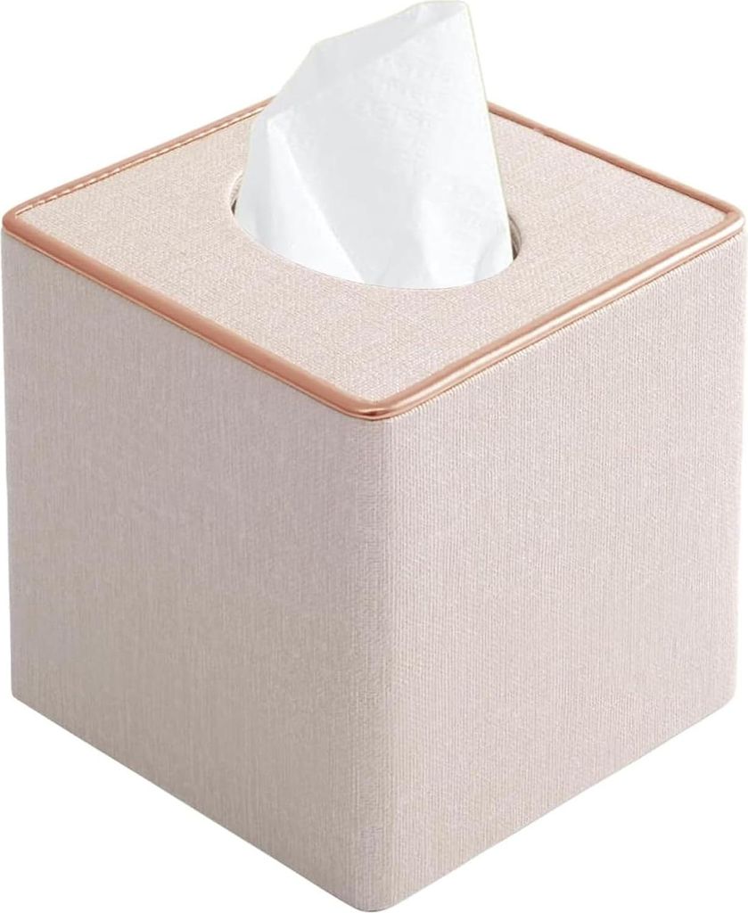 Taschentuchbox aus Leinen, quadratisch - für Badezimmer, Home-Office und Kommode