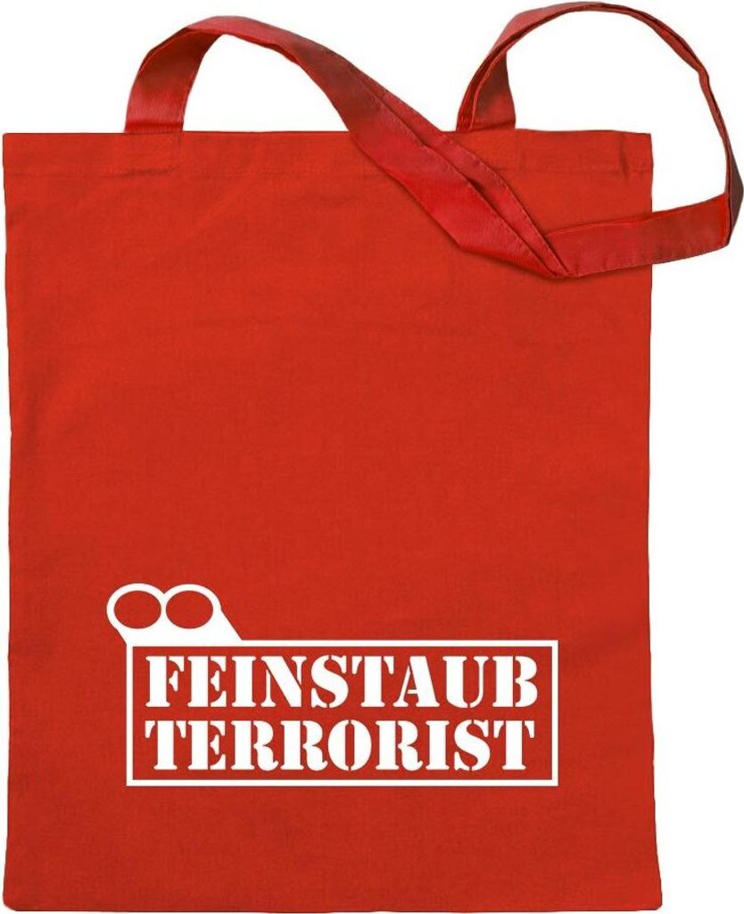 Kiwistar - Baumwolltasche - rot - Feinstaub Terrorist - Tragetasche Stoffbeutel Umhängetasche Langer Henkel