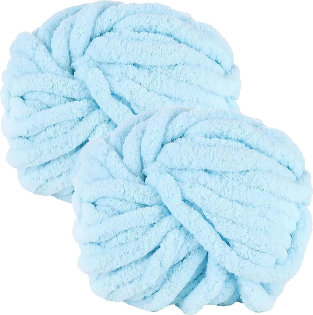 Laine grosse maille bleu ciel pour tricot bras et aiguilles 1kg de fil