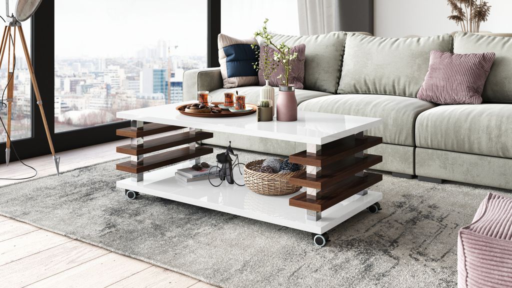 Design Carl Svensson Couchtisch DC-3 Wohnzimmertisch Tisch Rollen