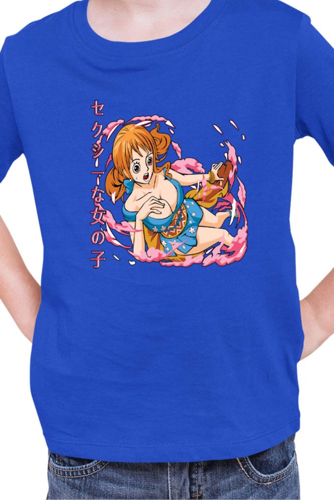 Kinder T-Shirt Japan Manga Anime Comics Animation One Manga Piece Anime Nami Hero, 3-4 Jahr - 104 / Blau