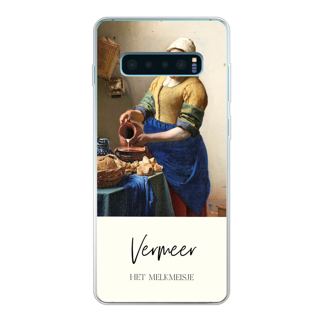 MuchoWow Handyhülle Schutzhülle Hülle für Samsung Galaxy S10 Plus Kunst - Milchmädchen - Vermeer Silikon Softcase Handy Hülle - Schutzhülle
