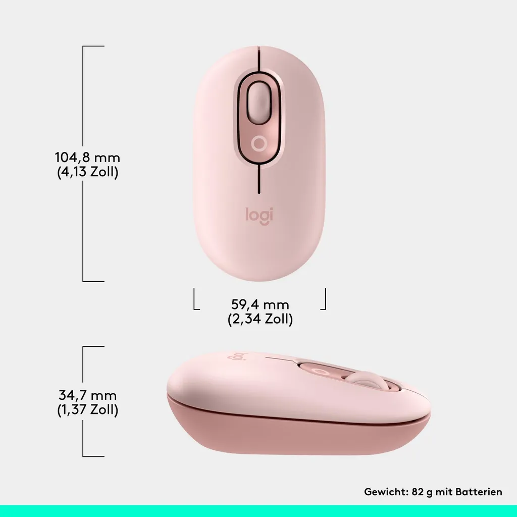 Logitech POP Mouse Souris Bluetooth Silencieuse Rose 4 Boutons Optique - 8