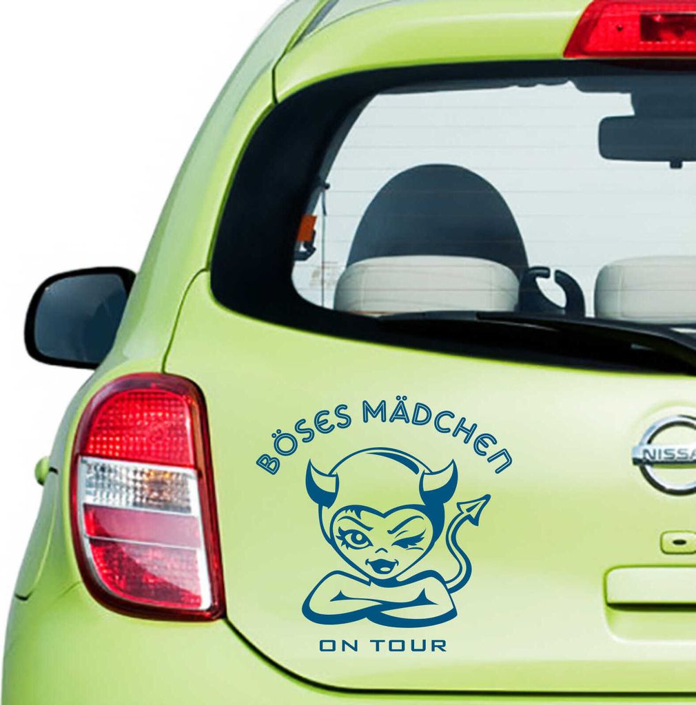 Aufkleber - Autoaufkleber "Böses Mädchen" 20cm x 20cm Signalblau - Tuning Carystyling Heckscheibe Auto