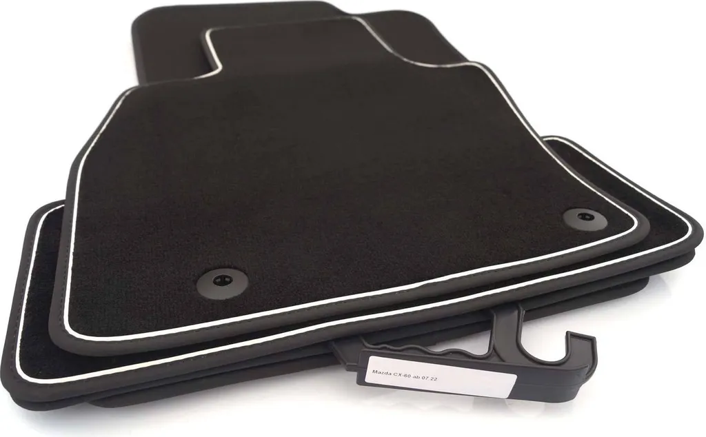 Tappetini per Mazda CX-60 da 2022 tappetini in velours (strisce decorative bianche) tappetini originali di qualità per auto tappeto nero 4 pezzi