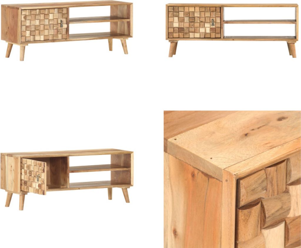 vidaXL TV Schrank 100×35×40 cm Massivholz Akazie - TV-Möbel - TV-Schrank - TV-Schränke - HiFi-Schrank