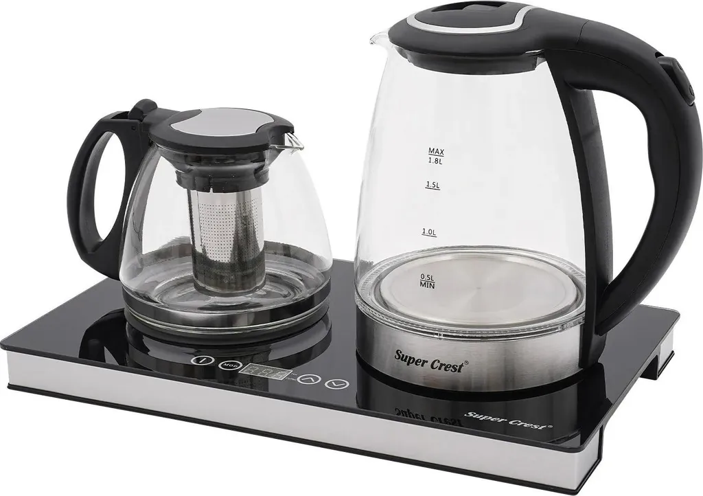 Bouilloire électrique inox et verre 1,8L noir avec arrêt automatique