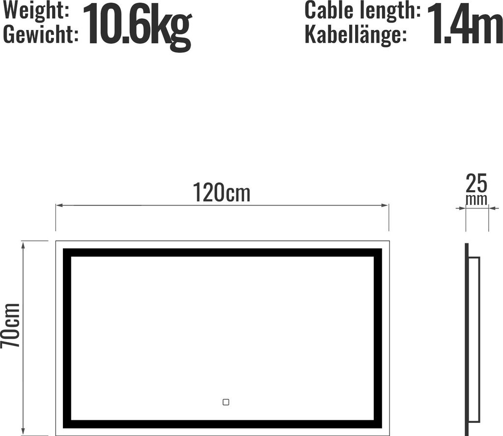 Aquamarin® LED Badspiegel - 120 x 70 cm, Beschlagfrei, Produktbild 12