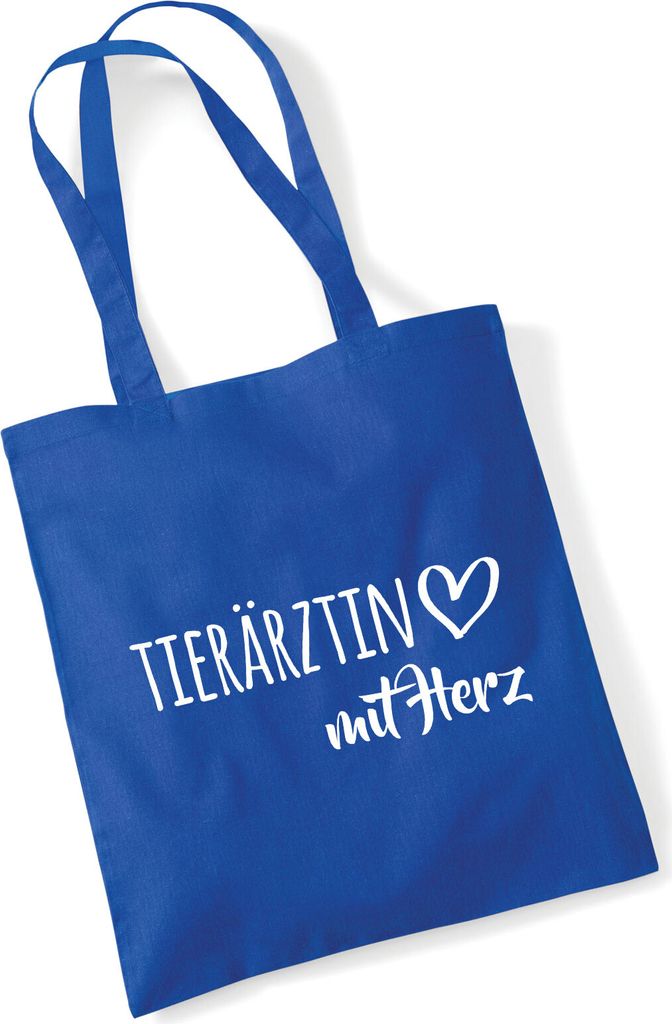 Huuraa Jutebeutel Tierärztin mit Herz 10 Liter Bright Royal Baumwolle Tasche Geschenkidee