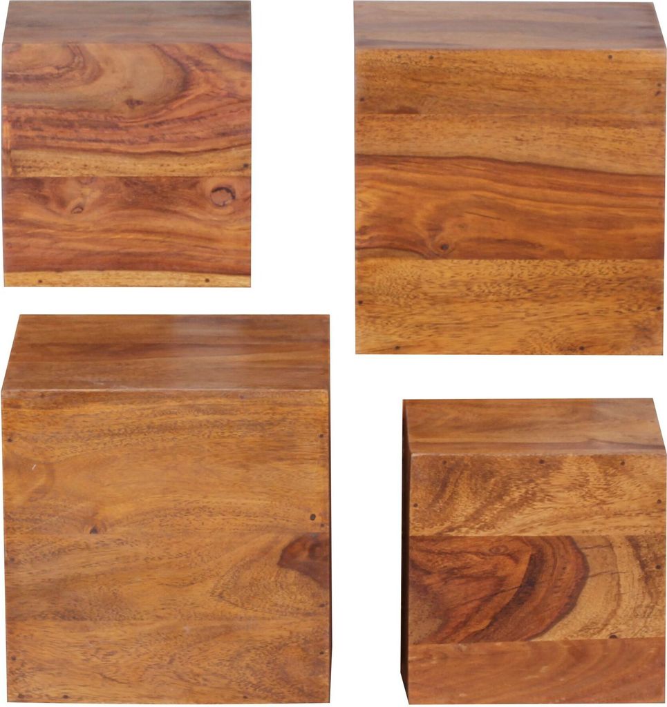 Wohnling Sheesham Massivholz Wandregal MUMBAI 4er Set Cubes Produktbild 