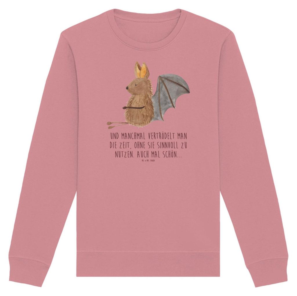 Mr. & Mrs. Panda Bio Sweatshirt Fledermaus Sitzen Größe M - Canyon Pink - Geschenk, Sweater, Fledermäuse, Lustige Sprüche, Bio-Pullover, Baumwo...