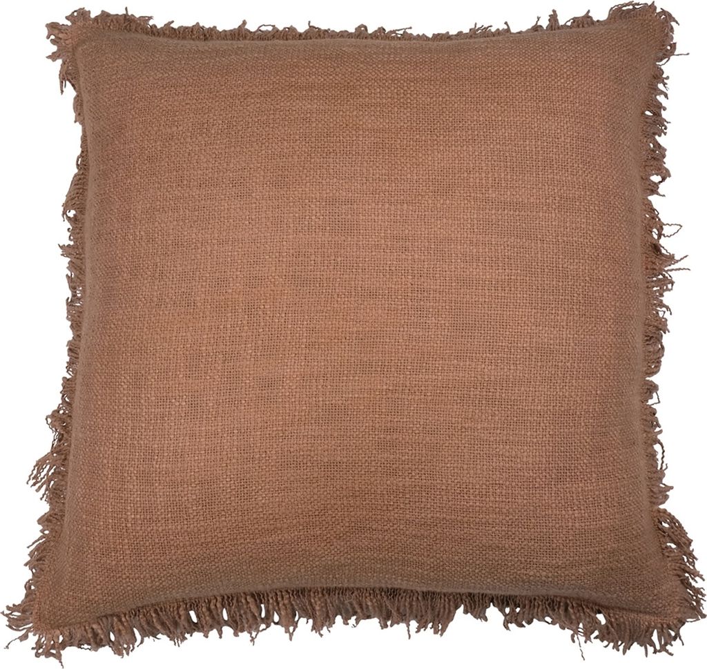 Kissen - Braun - 45 x 45 cm - mit Fransen Produktbild 