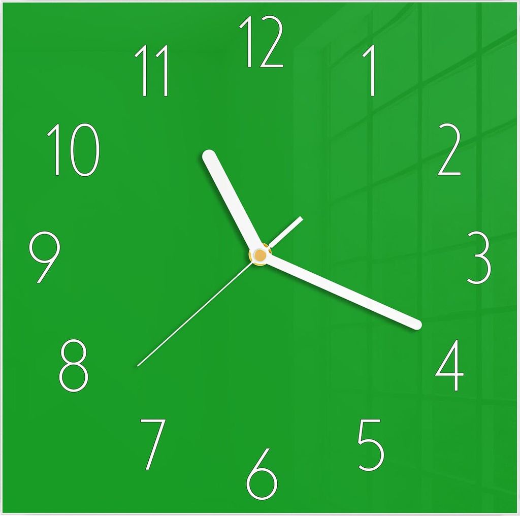 Wanduhr aus Glas mit Motiv Grasgrüner Hintergrund- 30 x 30 cm - inkl. Aufhängesystem