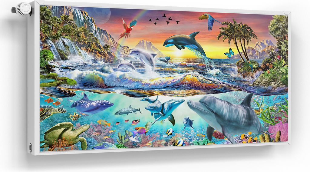 DEQORI Magnetmatte Heizung beschreibbar 120x60 cm 'Meeresweltzauber' Magnetfolie