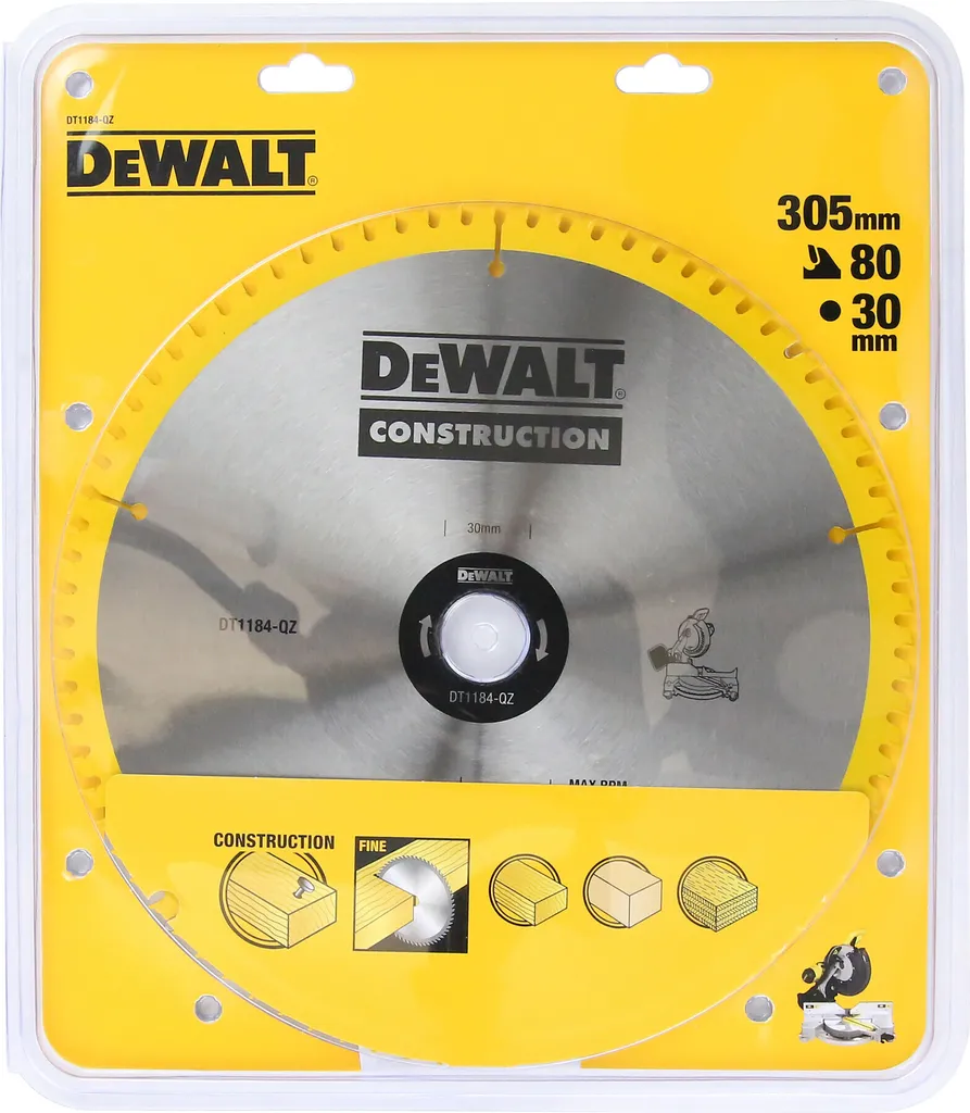 Lame de scie à onglets stationnaire DEWALT 305x30 80 dents bois tendre