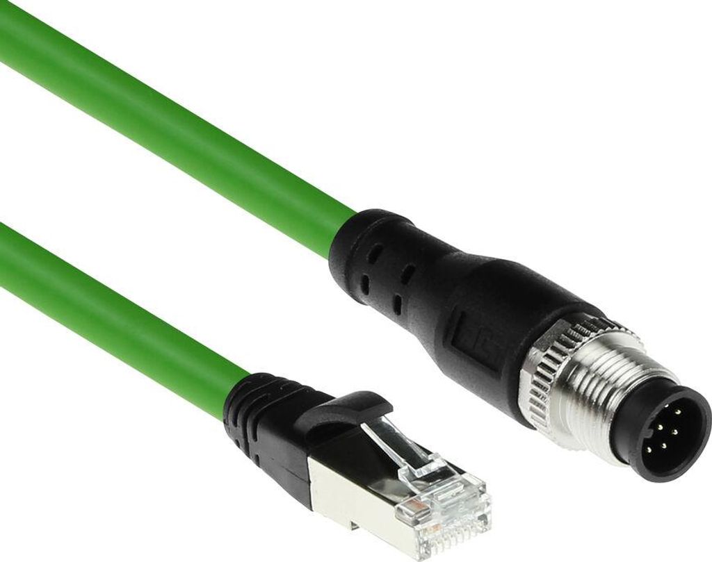 ACT Industrial 15,00 Meter Sensorkabel M12A 8-poliger Stecker auf RJ45 Stecker, Ultraflex SF/UTP TPE Kabel, geschirmt (SC3818)