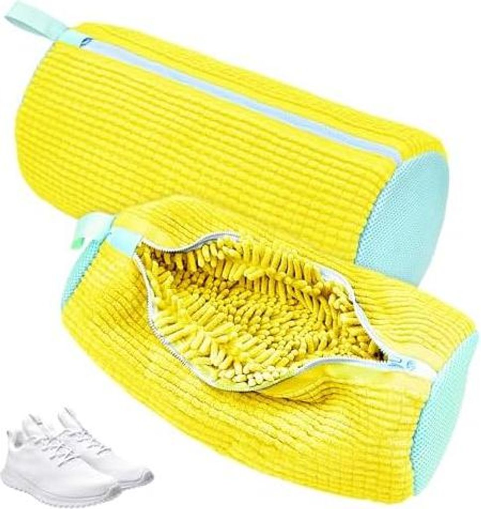 Schuhwaschbeutel Waschmaschine 2 Stück, Schuhbeutel Waschmaschine, Waschbeutel Wäschenetz Schuhe Wäschesack mit 360°Reinigungsflaum, Schuhsack ...