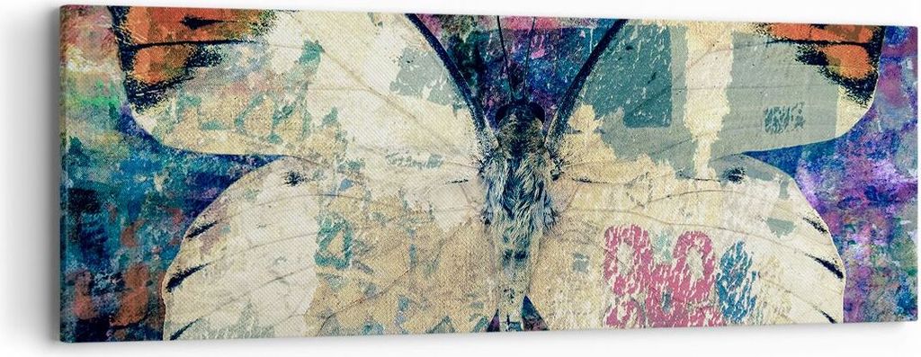 Bild auf Leinwand - Leinwandbild - Schmetterling Abstraktion - 90x30cm - Wand Bild - Wanddeko - Leinwanddruck - Bilder - Kunstdruck - Wanddekoratio...