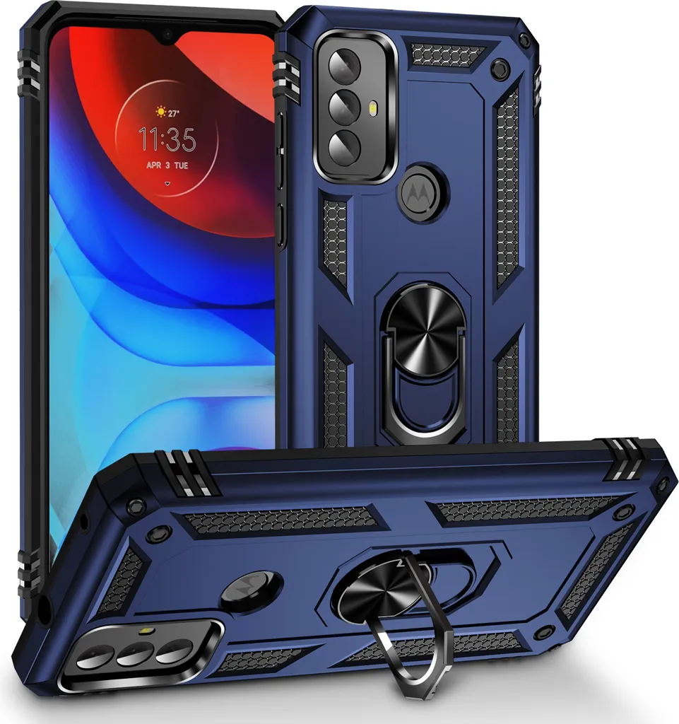 Case Professionale Moto G Play 2023: Protezione Militare e Grip Blu