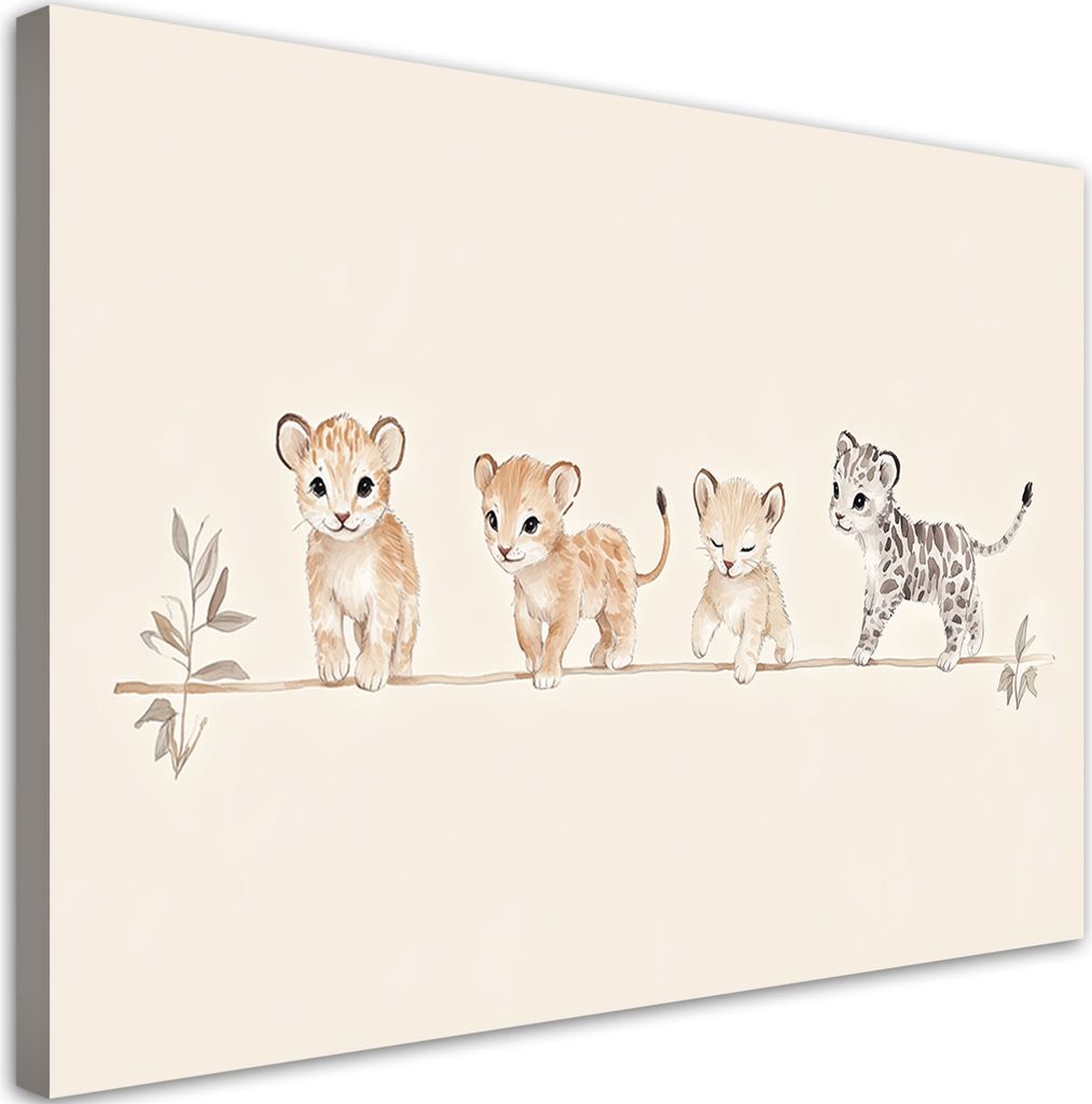 Leinwandbild für Kinderzimmer Afrikanische Tiere Afrikanischer Boho 120x80 Feeby Beige bild für die wand bereit zum aufhängen