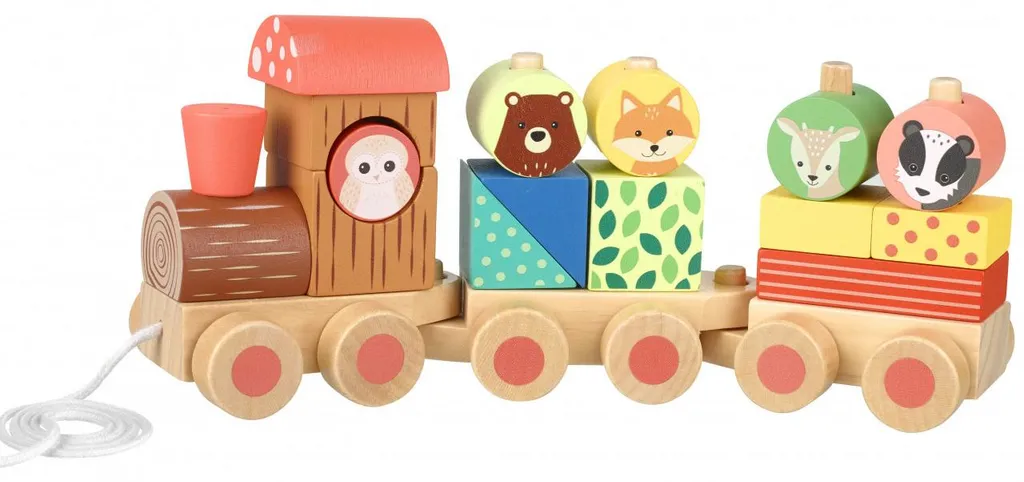 Petit train en bois avec formes et animaux Orange Tree Toys multicolore