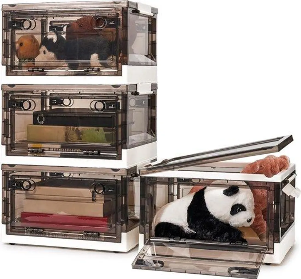 Lot de 4 boîtes de rangement 24L avec couvercles et roulettes - Modèle XL