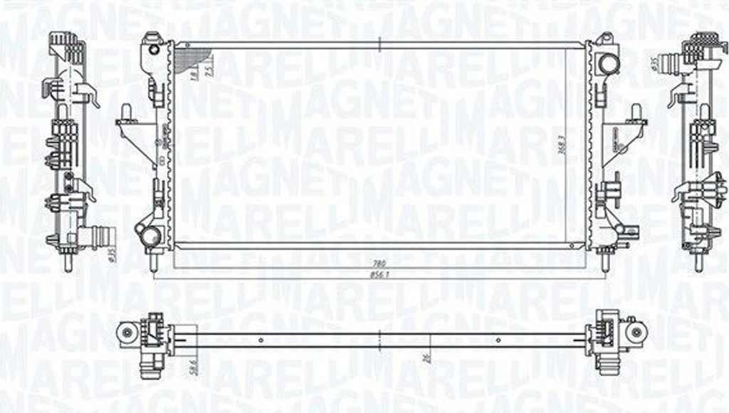 MAGNETI MARELLI 350213198200 Kühler Wasserkühler Motorkühler für FIAT Ducato Kastenwagen (250, 290) Ducato Pritsche / Fahrgestell (250, 290) f...