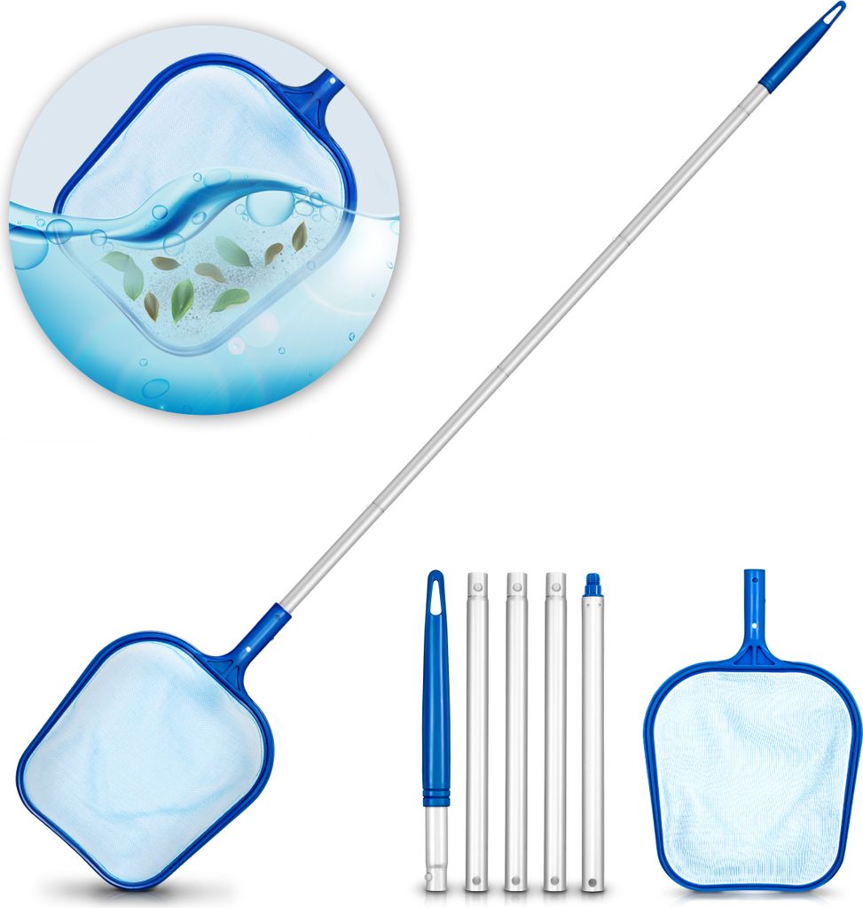 tillvex Pool Kescher Set | Pool Reinigungsset mit Teleskopstange 122 cm | Laubkescher feinmaschig | Poolkescher zur Reinigung von Schwimmbad Whirlp...