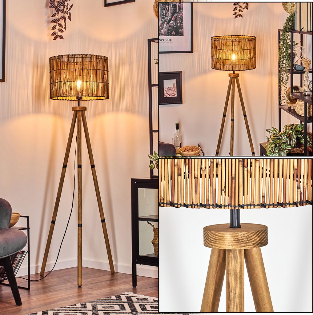 Obenetto Stehlampe aus Holz/Bambus in Naturfarben