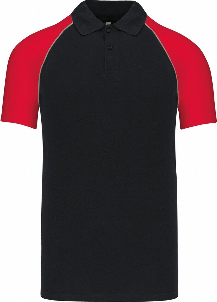 Kariban - Poloshirt für Herren - Baseball PC6389 (L) (Schwarz/Rot)