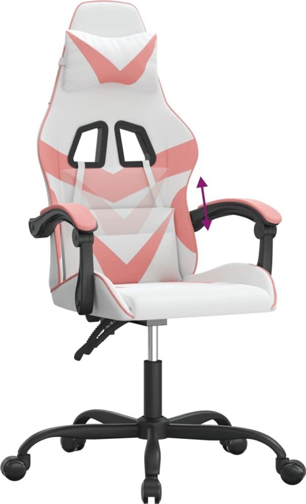 vidaXL Gaming-Stuhl Weiß und Rosa Kunstleder Produktbild 