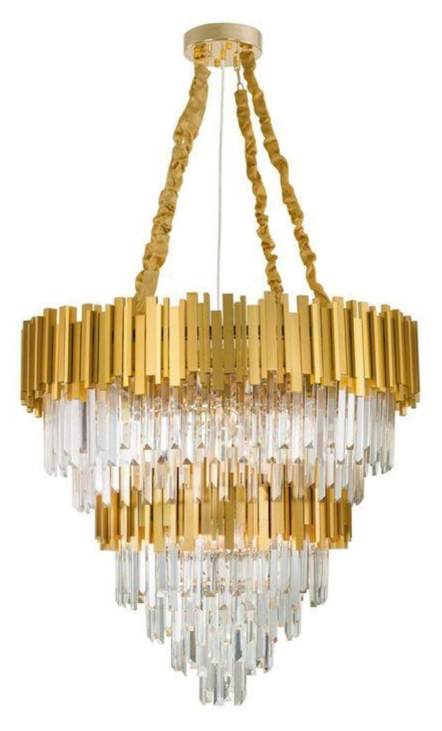 NOVA LUCE Hängelampe GRANE, goldfarbenes Metall und Kristall, E14, 20 x 5 W, 230 V, IP20, ohne Leuchtmittel, 9050120
