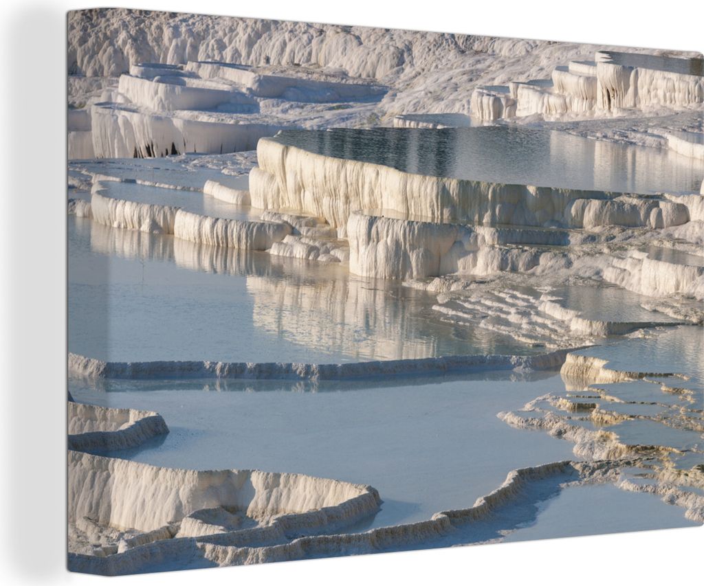 OneMillionCanvasses - Leinwandbilder - 140x90 cm, Weiße Kalksteinformationen in Pamukkale in der Türkei, Wandbilder Kunstdruck Wanddekoration -...