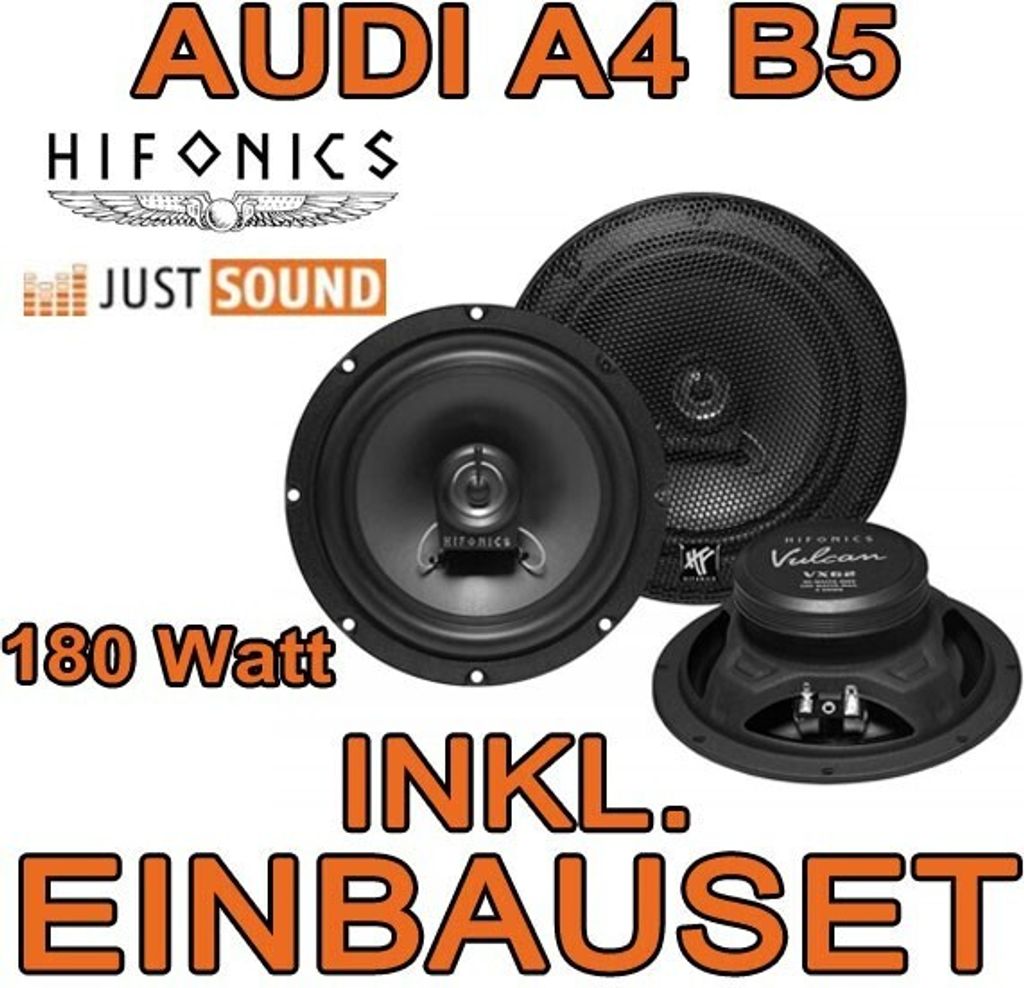 Heck Lautsprecher - HIFONICS VX62 - 16,5cm Einbauset passend für Audi A4 B5 Limousine - justSOUND