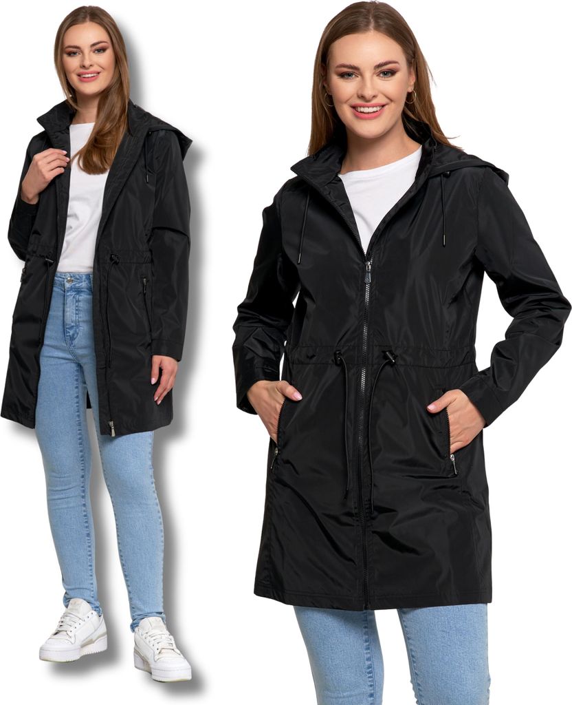 Damen-Übergangsjacke Mit Kapuze Parka Eleganter Mantel Moraj S