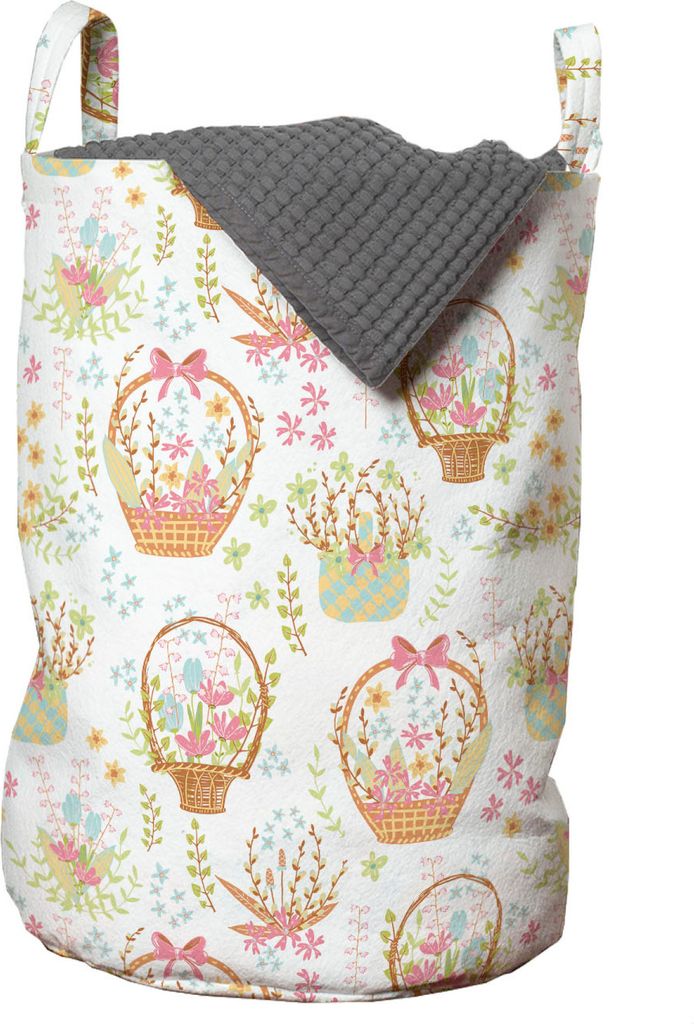 ABAKUHAUS Blumen Wäschesack, Pastel Tone Bouquet Baskets, Wäschekorb mit Griffen Kordelzugverschluss für Waschsalons, 33 cm breit x 49 cm hoch, ...