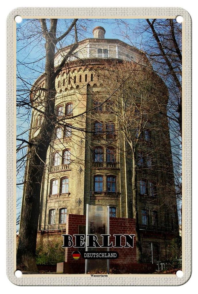Blechschild Städte Berlin Deutschland Wasserturm 12x18cm Dekoration