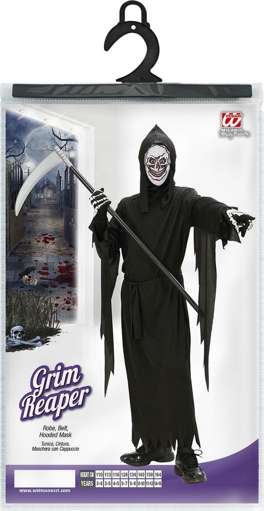 Kinder Kostüm Sensenmann - Robe, Gürtel, Maske mit Kapuze Produktbild 3